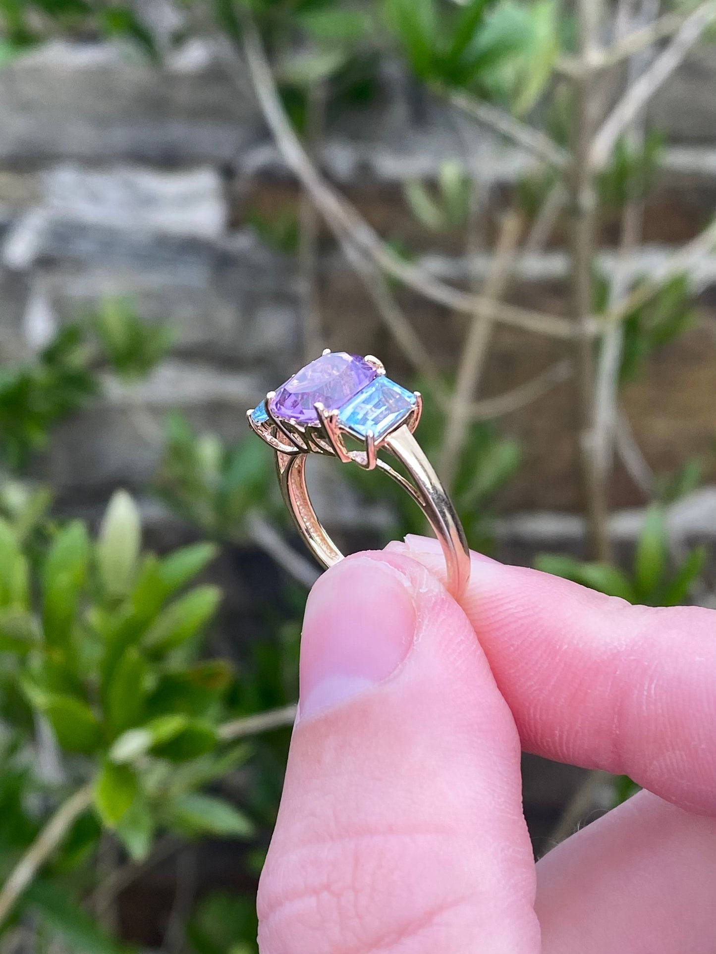 Amethyst & Aquamarine Trilogy Ring