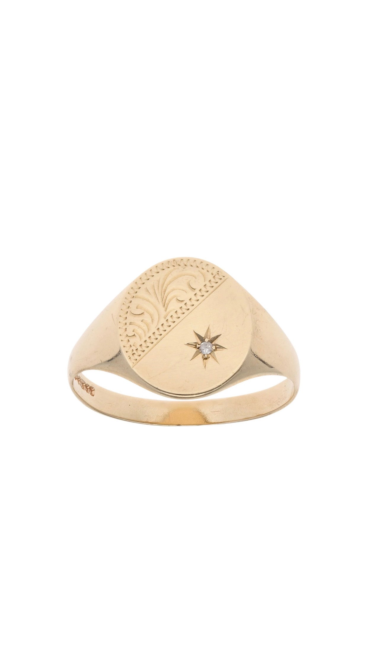 9ct Yellow Gold Diamond Signet Ring