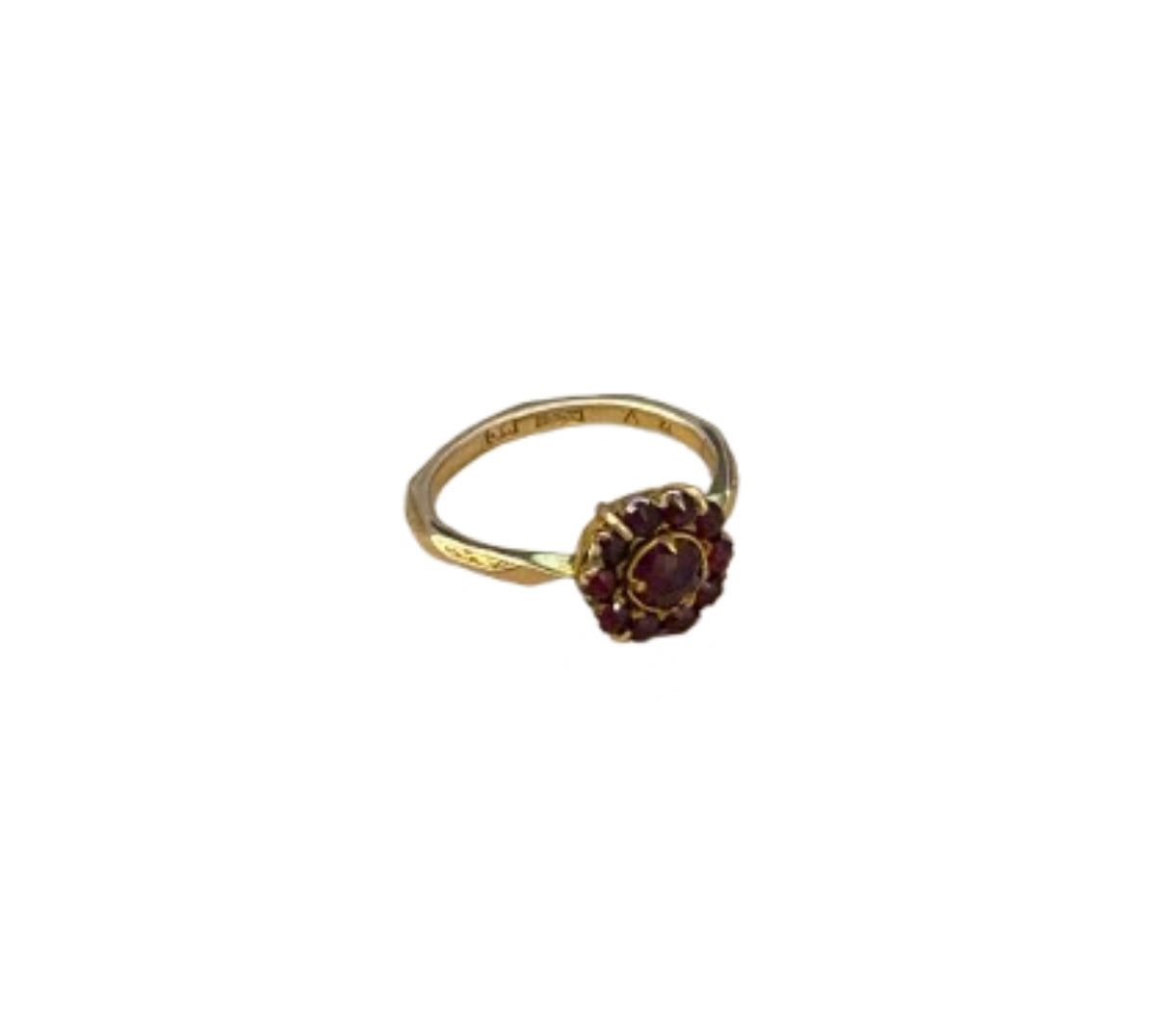 Gold Garnet Cluster Ring - Size: N