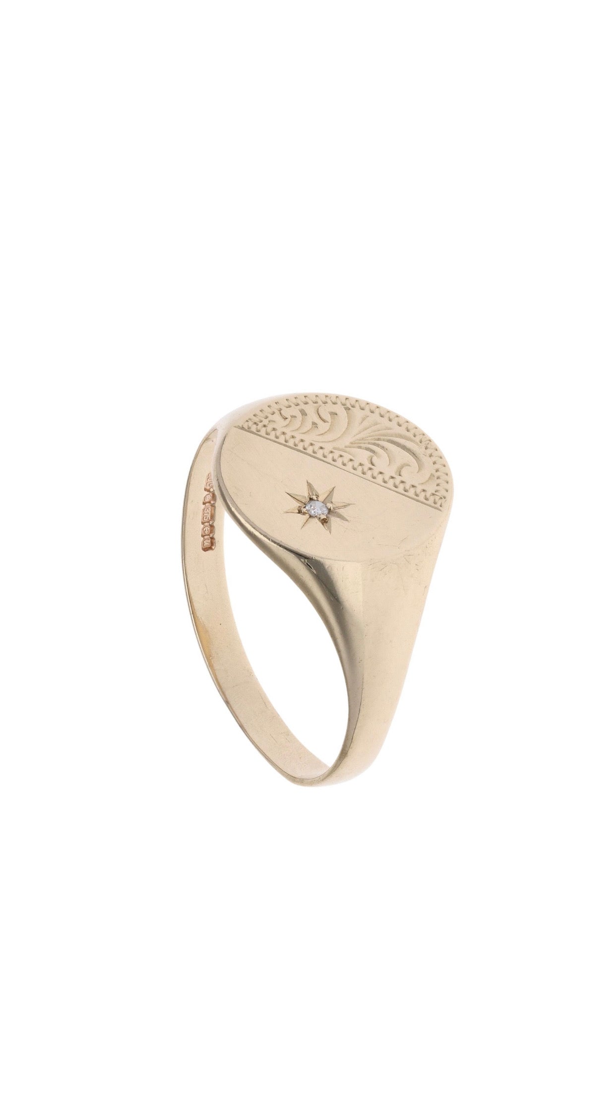 9ct Yellow Gold Diamond Signet Ring