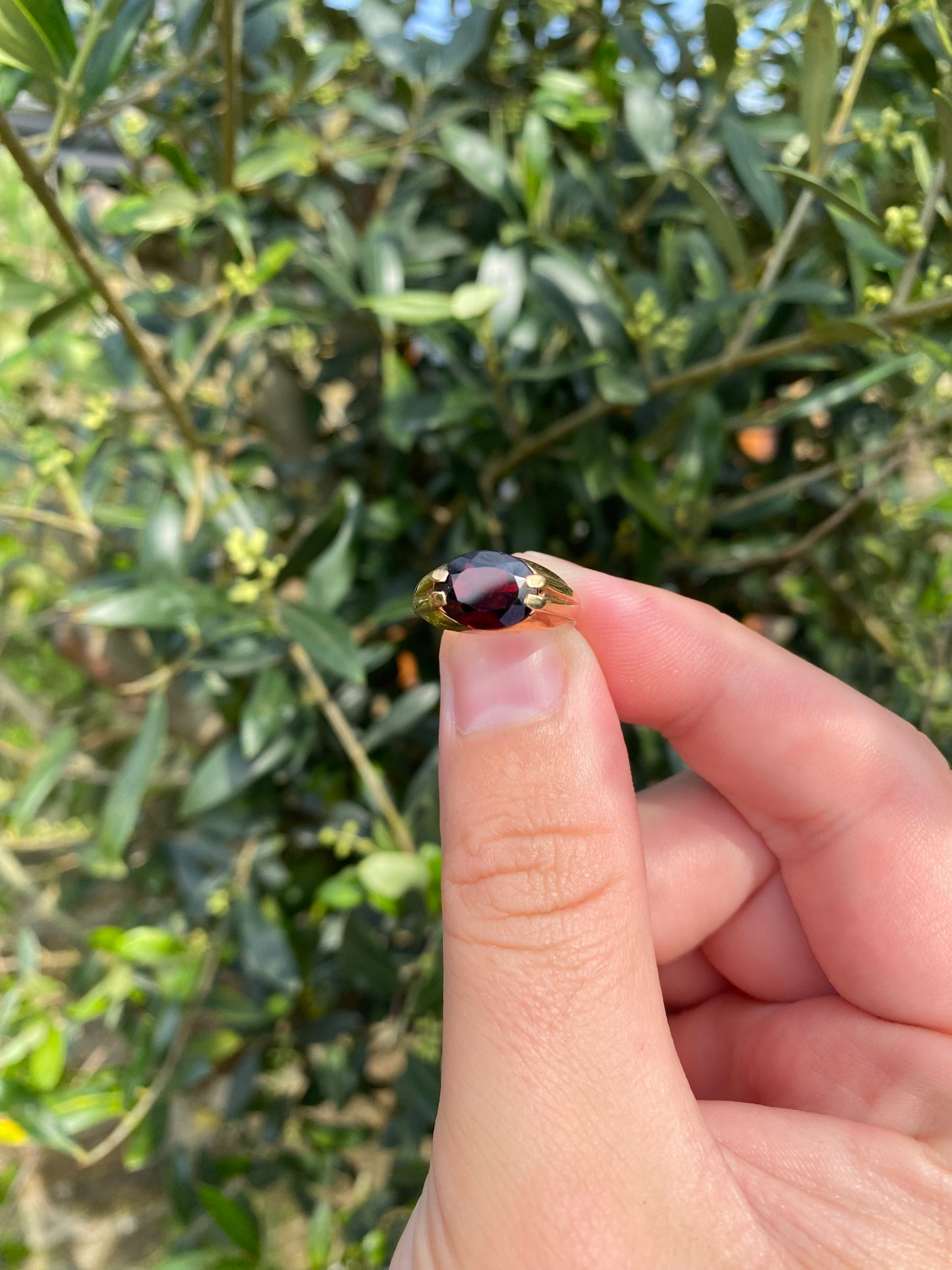 9ct Gold ring with Garnet centre stone 1992