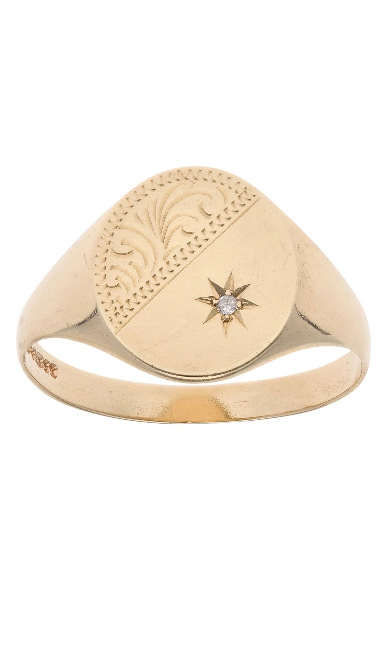 9ct Yellow Gold Diamond Signet Ring