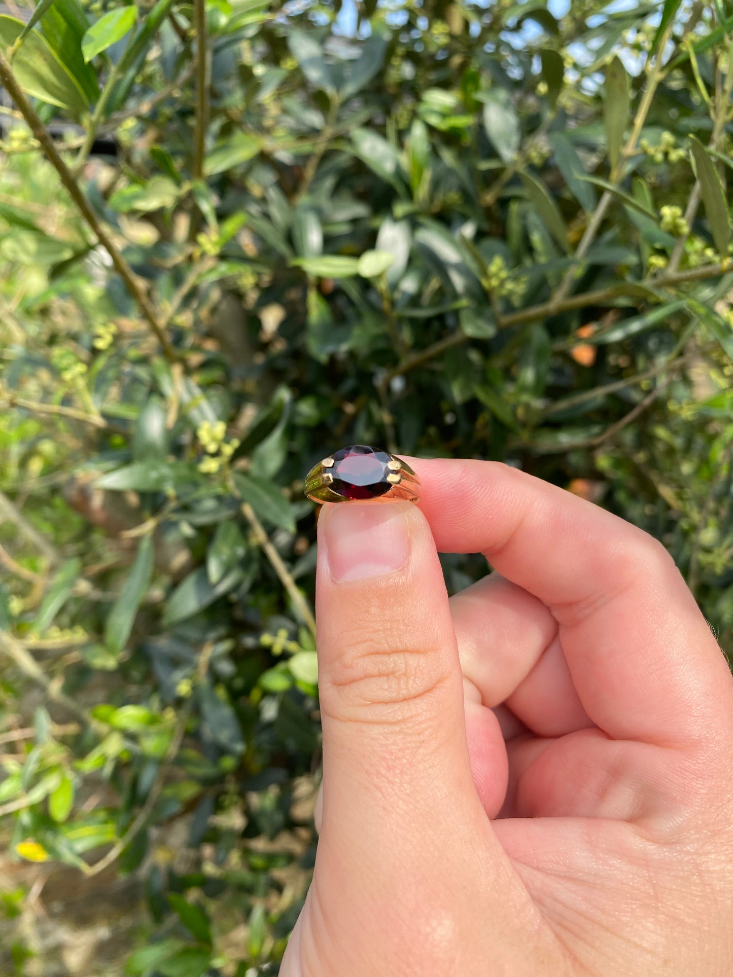 9ct Gold ring with Garnet centre stone 1992