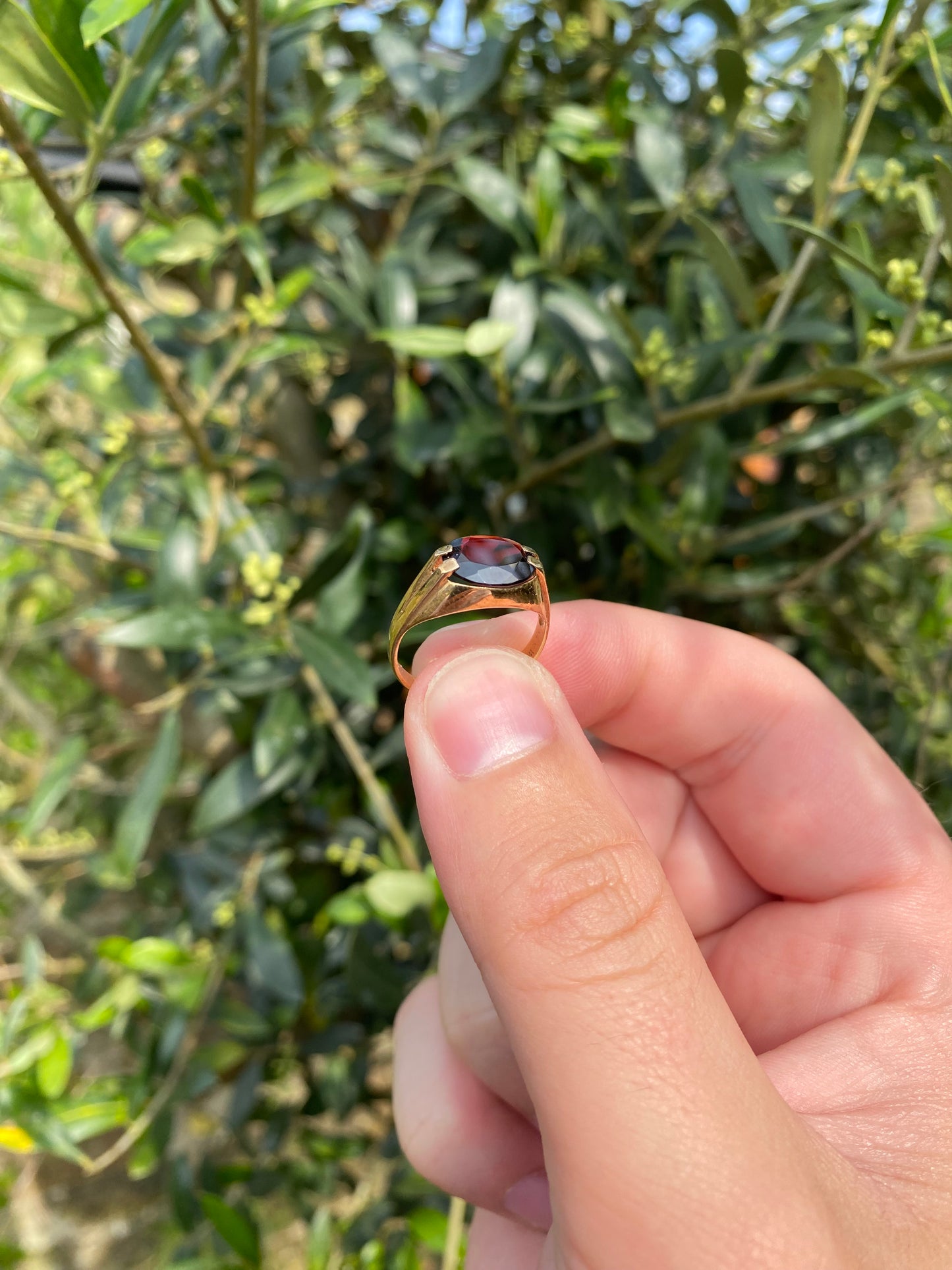 9ct Gold ring with Garnet centre stone 1992