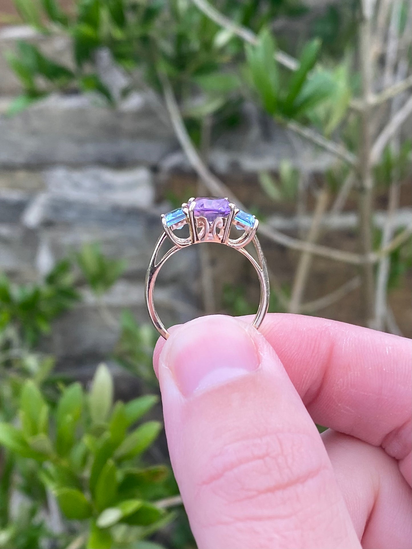 Amethyst & Aquamarine Trilogy Ring