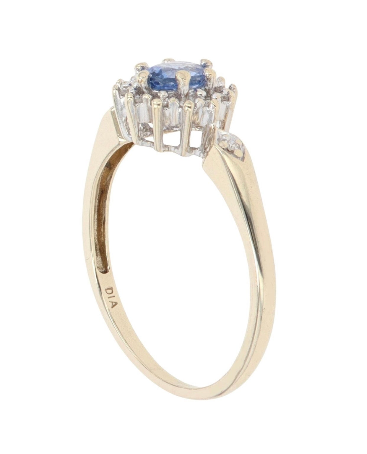 Yellow Gold Tanzanite and Diamond Ring - Size: P