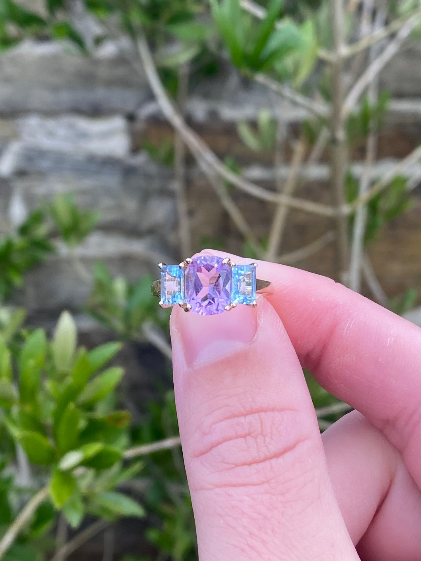 Amethyst & Aquamarine Trilogy Ring