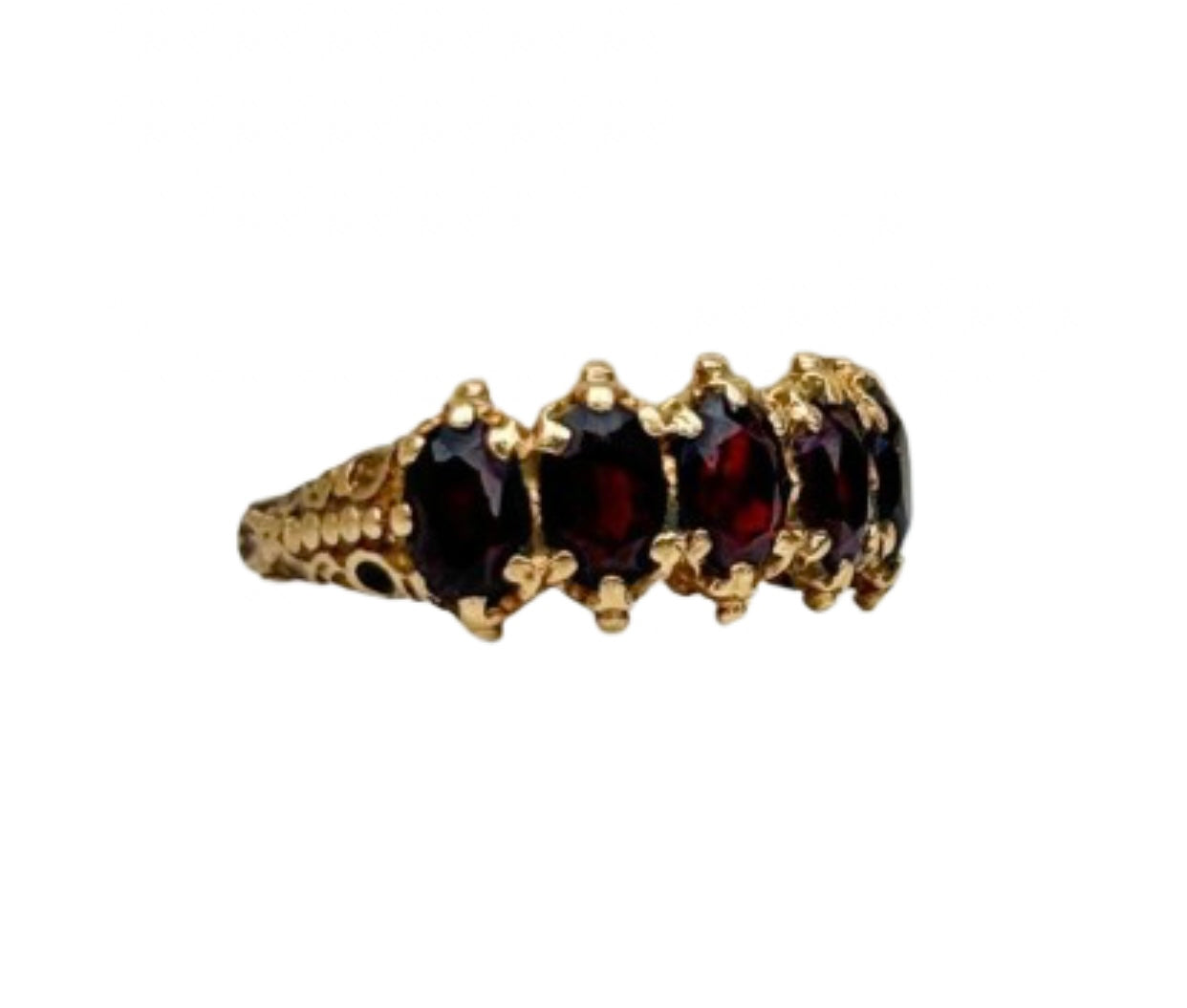 Chunky Gold 5 Stone Garnet Ring