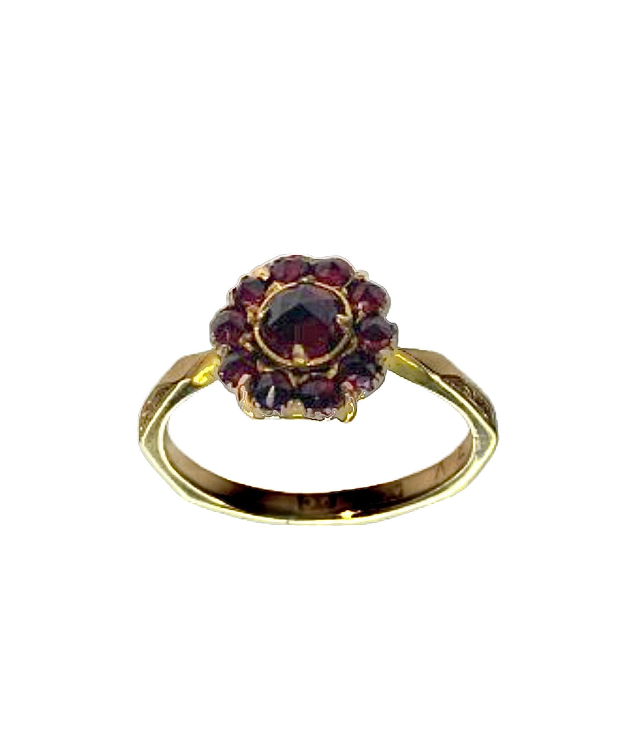 Gold Garnet Cluster Ring - Size: N