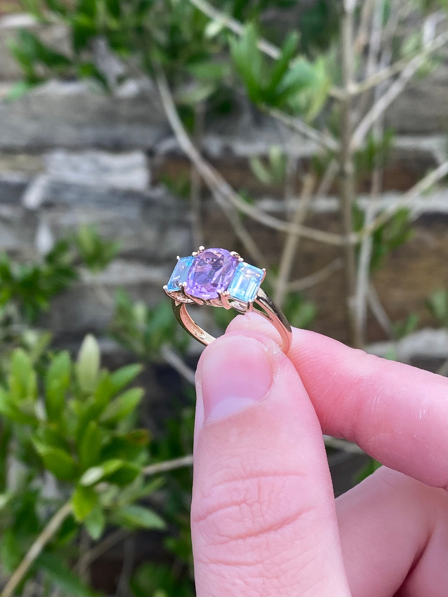 Amethyst & Aquamarine Trilogy Ring