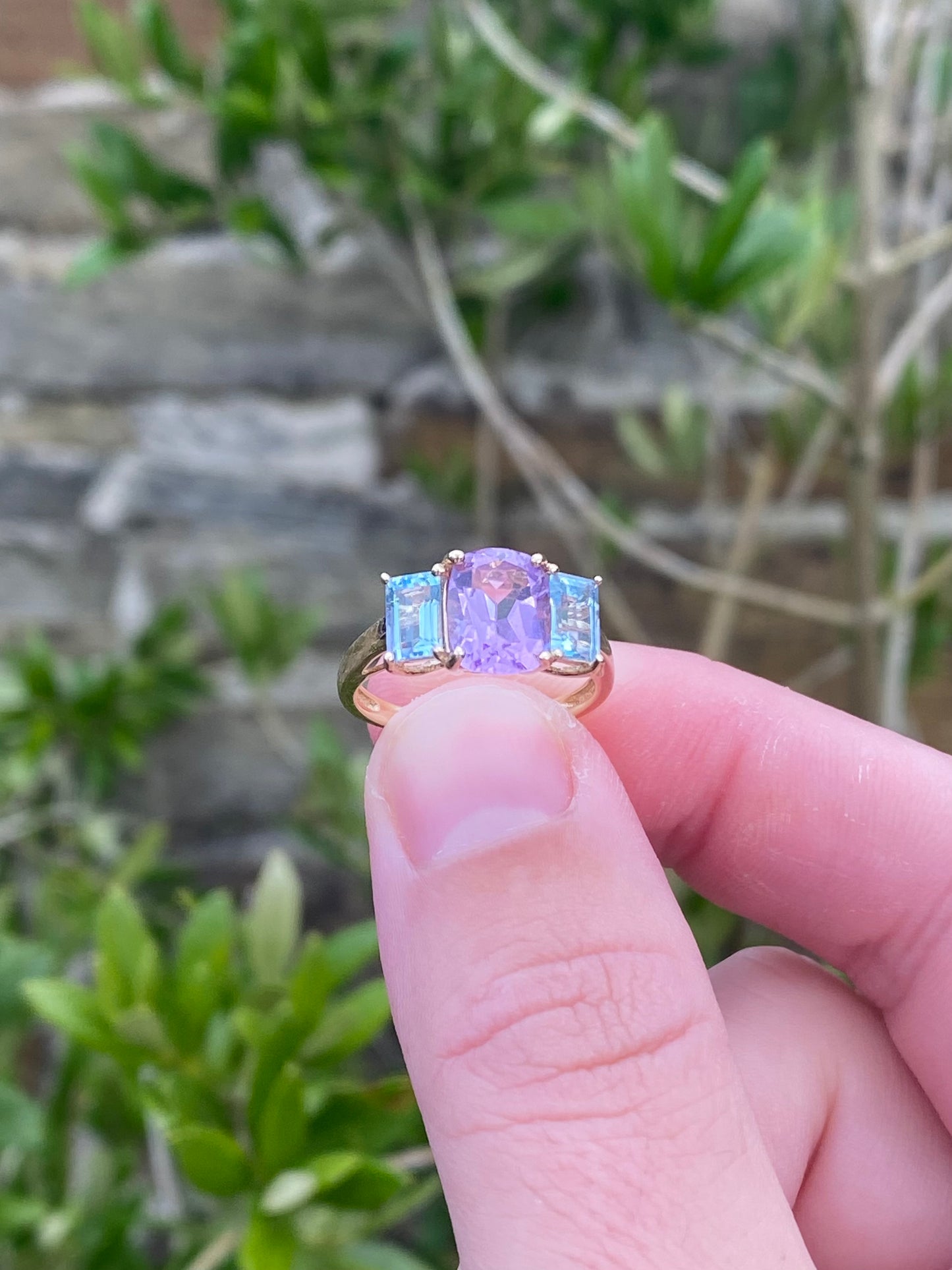 Amethyst & Aquamarine Trilogy Ring