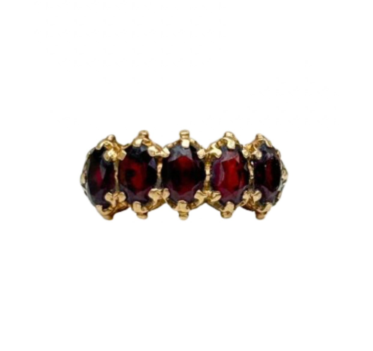 Chunky Gold 5 Stone Garnet Ring