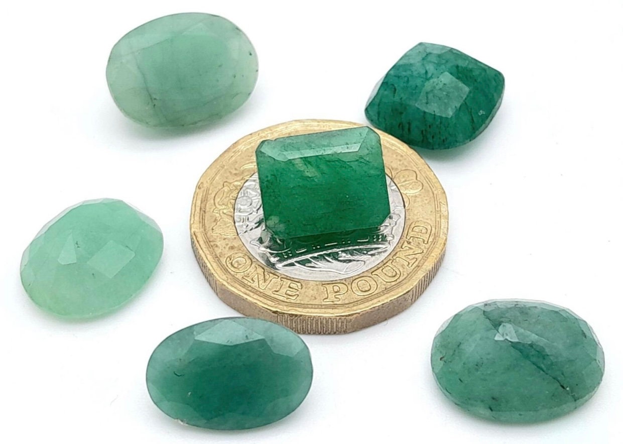 37.40ct 6 pcs Natural Emerald Mixed Shape