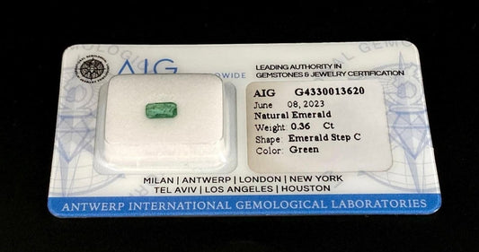 0.36 ct Natural Zambian Emerald AIG milan Cert