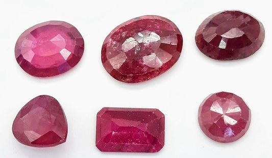 39ct Faceted Natural Ruby Gemstones Mixed Shapes