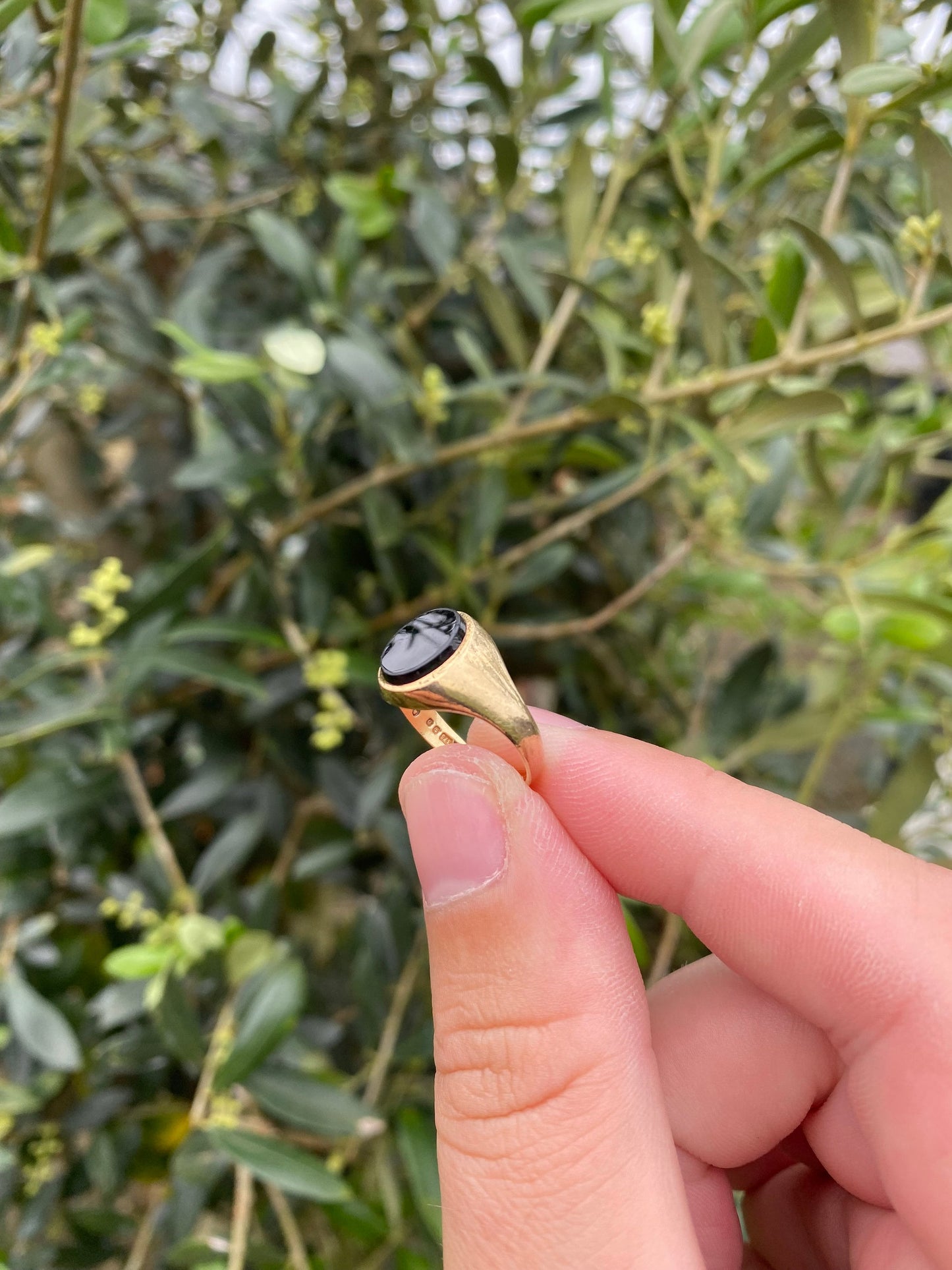 Gold with Black Onyx Signet Ring Size K