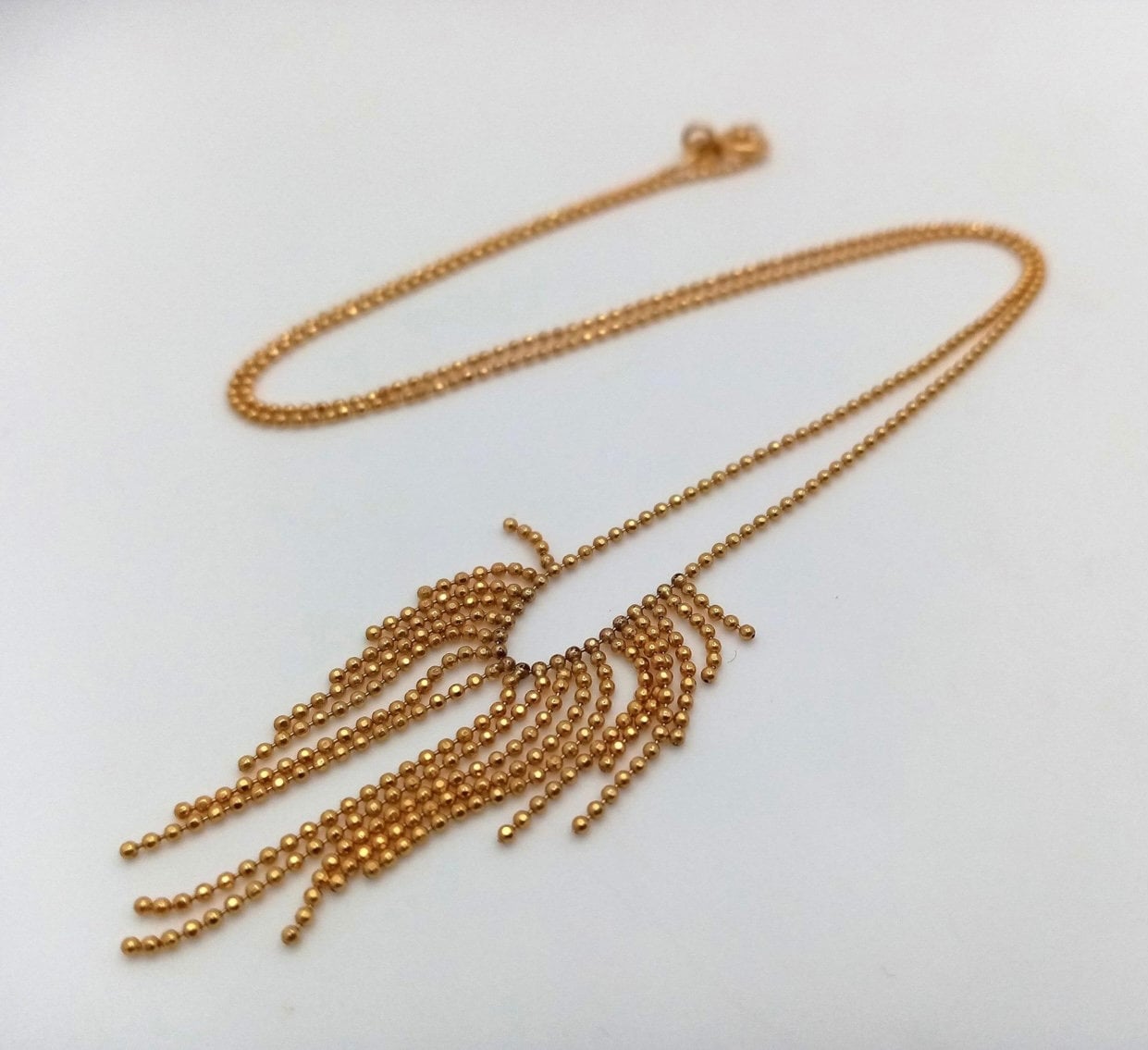 Vintage Gold Tasseled Necklace 38cm Hallmarked 375